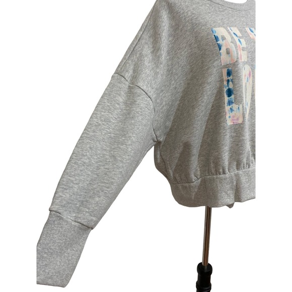 Old Navy 2XL Gray Be The Love Cropped Sweatshirt - Picture 2 of 6